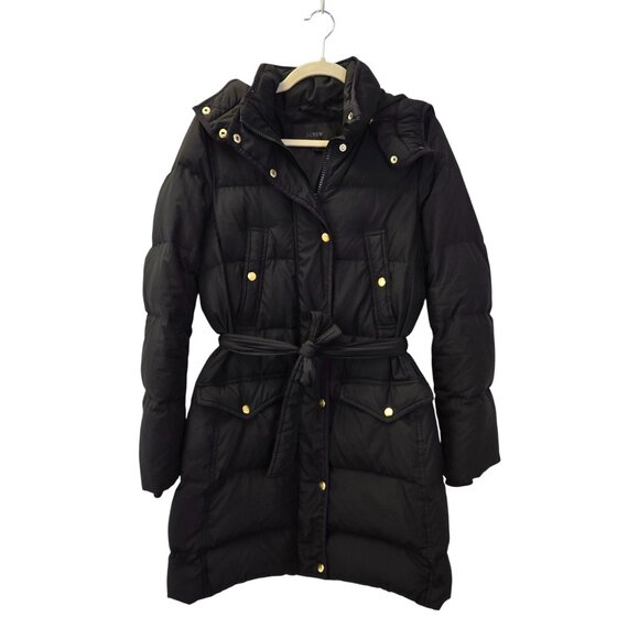 J. Crew Wintress Down Filled Belted Puffer Coat with Removable Hood Size Medium - Picture 1 of 10